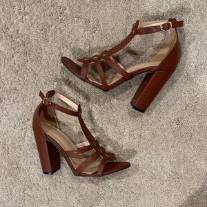 Elegant Brown Strappy Block Heels